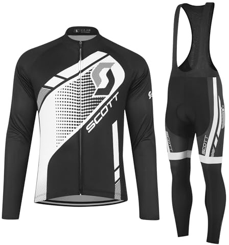 Tedila Radtrikot Langarm Herren Set Rennrad Trikot Fahrradtrikot | Radsportanzüge mit 5D Gepolsterte Trägerhosen Reißverschlusstasche Herbst Winter Warm und Bequem