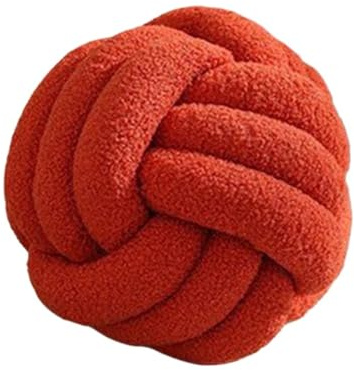 QWWQYDY Cojin Nudos Almohadas de Bolas Nudo Suave Hechas a Mano, cojín Redondo Terciopelo Cordero, decoración del hogar for niños, Almohada Felpa, Almohadas anudadas(Brick Red 22cm)