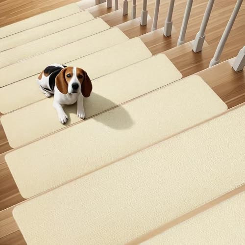 Aucuda 15 Stück Stufenmatten Innen rutschfest, 76x20 cm Treppenstufen Matten für Holzstufen, Selbstklebend Antirutschmatte für Treppenschutz, Anti-Slip Stair Treads.