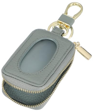 sourcing map Car Key Fob Case, Universal Car Key Holder Leather Keychain Pouch for Smart Remote Fobs with Lanyard and Zipper Closure Secure Storage, Blue