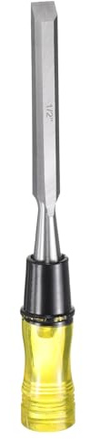 QUARKZMAN Cincel De Madera 1/2 Acero CRV 8-5/8 Largo Filo Biselado | Mango De PVC De Alto Impacto Herramienta Manual Con Tapones Para Tallar Fabricación De Muebles
