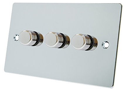 Alliance Electrical FPC3GDIM40 10 A 400 W 3 Gang 2 Way Flat Light Dimmer Switch - Polished Chrome