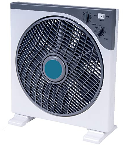 BAKAJI Ventilatore Da Terra Box Fan 45W Pala 30 cm con Timer 3 Velocita Griglia rotante 5 Pale