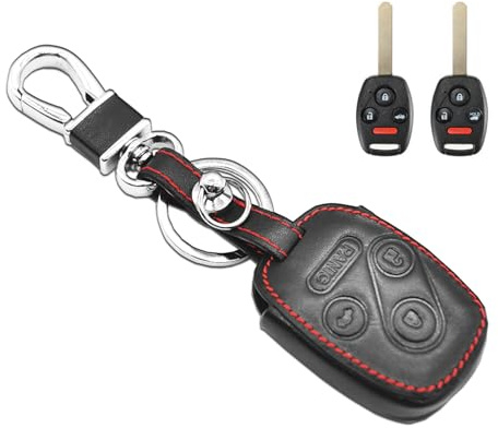 MECHCOS Compatible with Honda Accord Civic Pilot CR-V Element Accord Crosstour Fit Odyssey Ridgeline TL TSX ZDX Clarity Key Fob Cover Case Leather Smart Keyless Entry Remote Pouch Bag Protector Shell