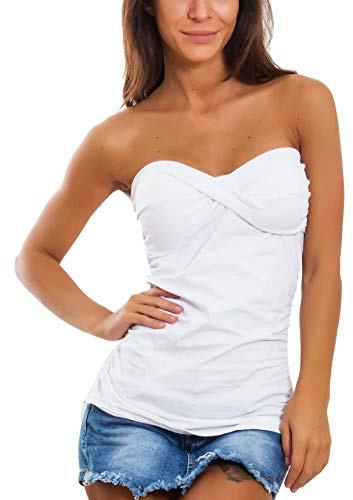 Toocool - Top mujer banda tubo bustino cuerpo AS-211, crema, Talla única
