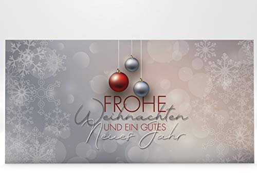 Weihnachtskarten Weihnachtskugeln Rot und Silber, 10 Stück, Klappkarten Grußkarten selbst bedruckbar