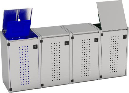 Reinkedesign Mülltonnenbox Boxxi aus Edelstahl V2A Bausatz (4 x 120l, Kippdach)