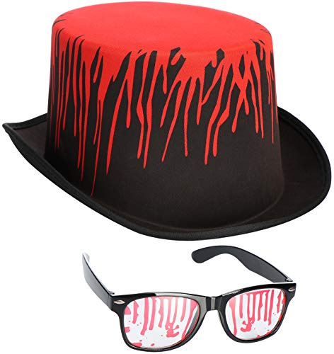 com-four® 2-teiliges Halloween-Set bestehend aus Hut mit Blutspritzer | Karneval - Fasching