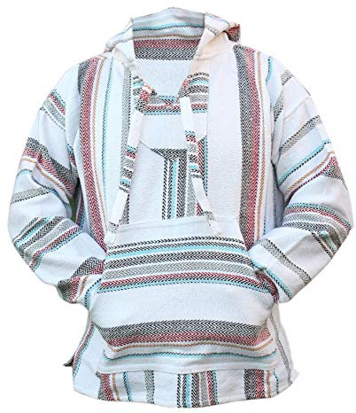 Del Mex Mexikanischer Baja Kapuzenpullover Jerga Surf Poncho Drug Rug - Mehrfarbig - X-Large
