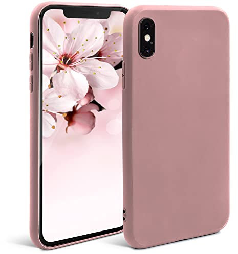 Moozy Minimalist Series Silikon Hülle für iPhone X, iPhone XS, Rose Beige - Mattes Finish, Dünne, Weiche TPU-Handyhülle Schutzhülle