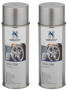 Normfest Felgensilber Silver-Star – Hochwertiger Felgenlack in Silber, Abriebfest, waschstraßenbeständig & widerstandsfähig gegen Steinschlag und Streusalz, schnelltrocknend – 2X 400ml