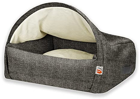 Sleepy Fox® - Premium Höhlenbett für Hunde und Katzen - Preisgekröntes, Patentgeschütztes Design (Grey Chenille, Medium: 85w x 75d x 55h cm)