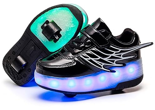 Zapatillas con Ruedas, con USB Carga,Niños Niña LED Luces Zapatos,7 Colores Luminosas Flash Zapatos de Roller Rueda Patines Deportivo al Aire Libre Gimnasia Zapatos de Skateboard