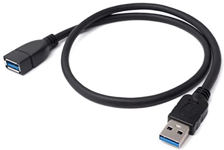 System-S USB 3.0 Typ A (male) auf USB 3.0 Typ A (female) Kabel Verlängerungskabel, Schwarz, 50 cm