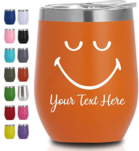 Qingxily Personalisierter Weinbecher Kundenspezifischer Weinbecher mit Deckel Kundenspezifische isolierte Weinbecher Graviert mit Namen 40 Symbol Personalisierte Geschenke für Frauen zum Muttertag