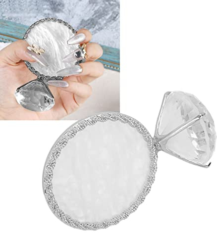 Nail Art Plate, Nail Display Stand, Resin Color Mixing Exquisite Nail Gel Color Painting Palette Nail Hand Practice Photography Props Nail Art Tools Nail Holder for Painting (Silver)