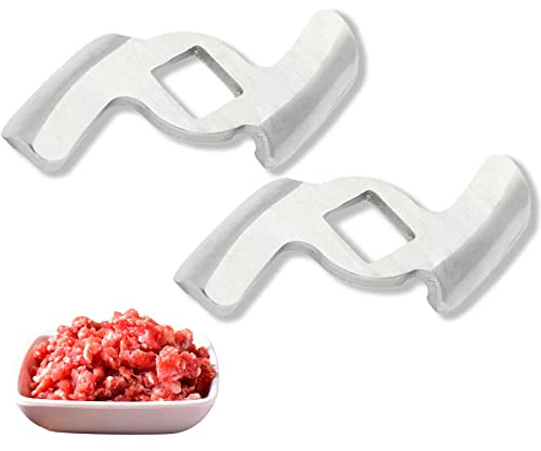 Lama per macinare la carne 304 in acciaio inox tritacarne tritacarne taglierina di ricambio per tritacarne taglia 5 2 pezzi(Lama a 2 fori quadrati da 8 mm)