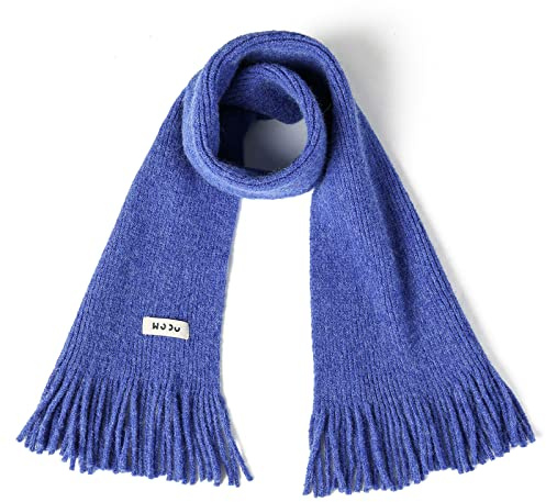 BEARUN Kids Knit Scarf Winter Fashion Solid Color Toddler Baby Scarves Neck Warmer Tassel Scarf for Boys Girls Blue