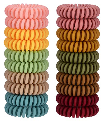 JessLab Spiral-Haargummis, 20 Stück Spurlose Telefonkabel-Haargummis Ohne Falten Spiralarmband Kunststoff Coil Pferdeschwanz Halter No-damage Stirnband Haarschmuck für Mädchen Frauen Damen Geschenk
