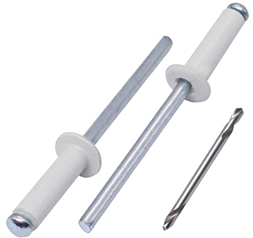 SKIR'CO Lot de 350 rivets aveugles peints 4,0 x 14 mm en aluminium avec foret inclus (gris blanc RAL 9002)