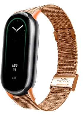 EXENXA Metallarmband Kompatibel mit Miband 8/8 NFC, Edelstahlband Metall Mesh Strap Ersatzarmband Kompatibel mit Miband 8/8 NFC, Gewebe