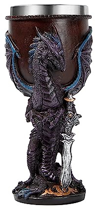 Ottalent Purple Flame Dragon Goblet with Stainless Steel Insert, Fantasy Dungeons and Dragons Gift,Wine Chalice Cup