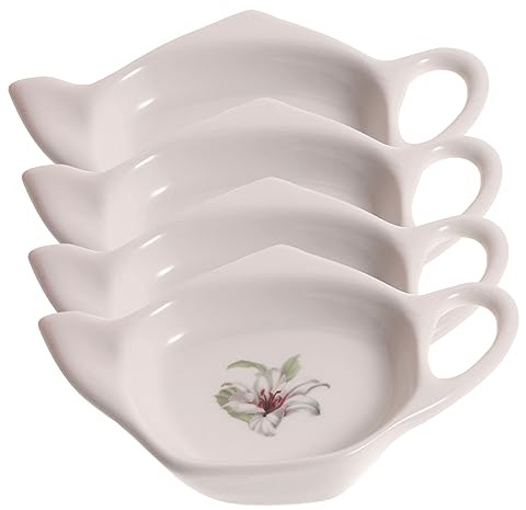FUNOMOCYA Bandeja de Cerámica 4 Piezas para Bolsitas de Té Reutilizables Resistencia a Deformación en Forma de Tetera Adecuado para Salas de Té y Reuniones