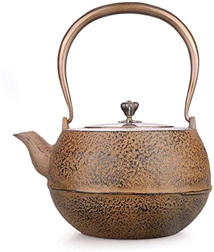 OQHAIR Set in Ghisa Set da tè Ghisa Ferro Vecchio Pentola in Ferro Ese Pentola in Ferro Spalla Piatta Doppio Rame Pentola in Ghisa Pentola in Ferro Grezzo Bollitore 1 2L Coperchio in Rame