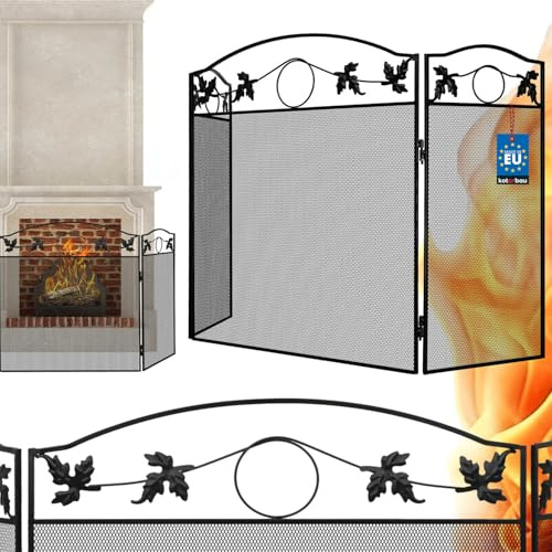 KOTARBAU® Griglia di protezione per camino, 70 x 130 cm, 3 pezzi, colore nero, protezione per camino, in acciaio, per forno, per bambini, protezione per bambini