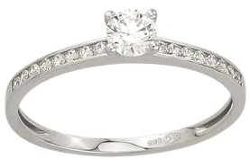 JC Trauringe Verlobungsringe Goldringe Schmuckringe in Echt 585 Gold klassische, schlichte Solitärringe Damen Schmuck mit Zirkonia Steine in Weißgold inkl. Schmucketui 8626