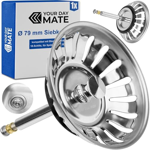 Cestello per lavello, Ø 79 mm, ricambio per 119146, compatibile con i set di scarico Blanco da 3,5 a partire dal 2011, raccordo eccentrico 52-97 mm, perno Ø 8 mm, accessori per lavello da cucina