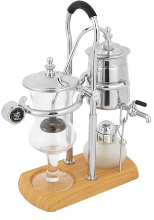 Garbenat Siphon Kaffeemaschine Luxus Upgraded Siphon Kaffeemaschine Set Retro Kaffeebereiter mit 180° Wasserhahn Vakuum-Kaffeebereiter zum Extrahieren und Aufbrühen Tee-Silber