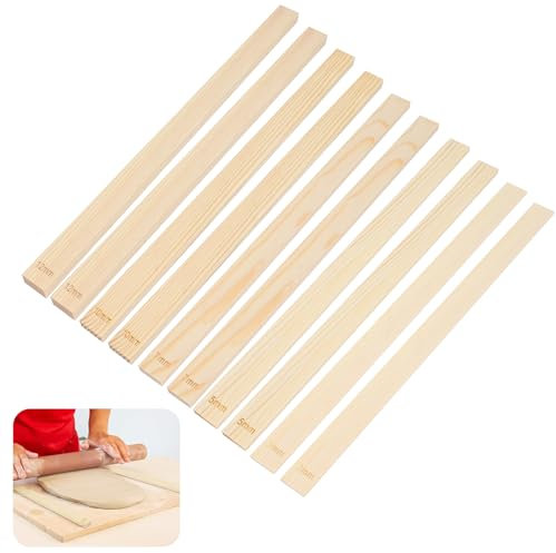 Bekecidi Juego de 10 piezas de rodillo de amasar de madera y guía de arcilla para manualidades, 4 tamaños únicos cerámica y creaciones de bricolaje, dé rienda suelta al artesano que lleva dentro