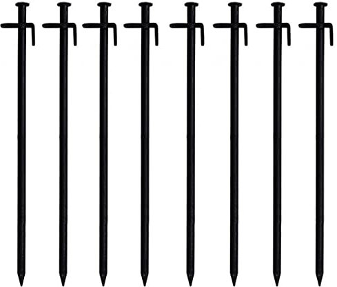8 Stück Zeltheringe, Heringe aus geschmiedetem Stahl, robuste Planennägel, Heringe, solide, unzerbrechlich und unflexibel, für normalen und harten Boden, 20 cm (schwarz 20 cm) (schwarz 30 cm)