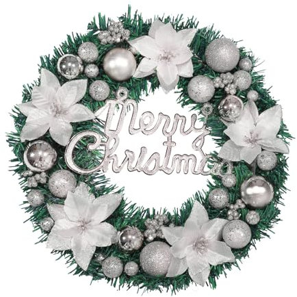 Sunfashion Künstlicher Weihnachtskranz,Kranz Trockenblumen Türkranz Weihnachten Außen Christmas Flocking Wreath Holzkranz Blumenkränze Sommer Deko