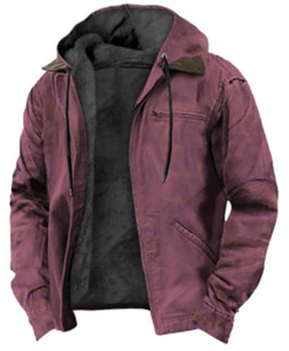 Felpa con cappuccio tattica da uomo, foderata in sherpa, marrone, stile militare, con cerniera, calda felpa invernale con cappuccio, comoda fodera in pile Sherpa, perfetta per avventure all'aperto e