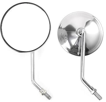 Universell rund sidospegel i aluminium för motorcyklar Cafe Racer Chopper Bobber, Silver