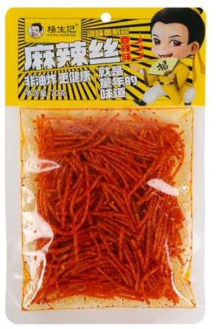 BaiLiSnacky Bastoncini Latiao Latiao 70g*2Pcs Snack Piccanti E Piccanti Snack Autentico Cinese Vegetariano Deliziose Confezioni Di Snack Piccanti (Brandelli piccanti*2)