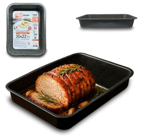 Arca, Teglia Rettangolare Alta 30x22x5 cm per Forno, Antiaderente e Bordata, Adatta alla Lavastoviglie, Ideale per Pizza e Altre Ricette, in Alluminio, Made in Italy