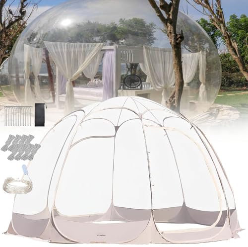 YANGYMM Pop-Up-Pavillon für 8–10 Personen, Faltbares Instant-Bubble-Iglu-Zelt für den AußEnbereich, Durchsichtiges Allwetter-Bubble-Haus mit Tragetasche Und SandsäCken, Zum Essen, Campen