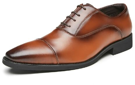 Chaussures habillées en cuir véritable à bout pointu pour homme avec semelle souple Oxford, marron, 42 EU