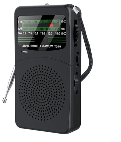 Radio portatile, radio AM/FM/SW con potente altoparlante da 3 W, radio tascabile a batteria, per uso domestico, campeggio, escursionismo