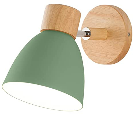 Ronyme Aplique de Pared Lámpara de Muro Mural Luz Nocturna de Hierro Pintado con Cabezal Orientable Adecuado para Dormitorio Baño Y Balcón, Verde, Individual