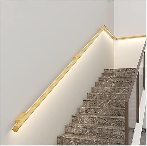 Led Aluminum Handrail - Staircase Handrail With Light - Wall Support Handrail For Outdoor & Indoor Stairs, Rv, Campers, And Trailers, Wood Grain, 59/1.5m