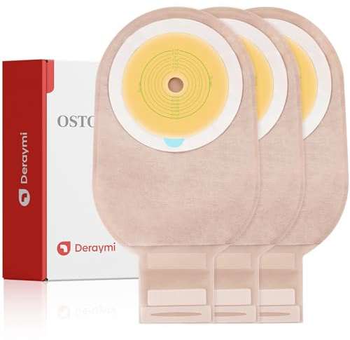 30 Pack Colostomy Bags, One Piece Ostomy Supplies with Closure for Ileostomy Colostomy Urostomy Stoma Care, Cut-to-Fit Drainable Pouches, 64 mm Max