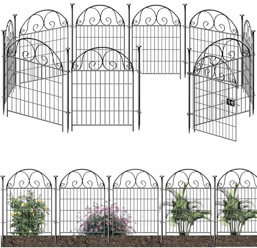 Clôture pour Étang Jardin, 90cm Hauteur x 70cm Largeur, Clôture Décorative en Métal Sans Creusage, pour Massifs, Cour et en Tant que Barrière pour Chiens ou Petits Animaux (10)