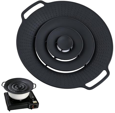 Nimblyne 33,5 × 30 × 2 cm, protezione per il surriscaldamento in silicone: paraspruzzi nero, resistente al calore, lavabile in lavastoviglie, universale 30 cm, per fornelli, microonde e ciotole