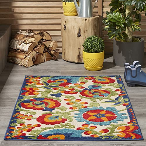 Nourison Home Aloha Multicolor 2'8 x 4' Area Rug - Easy Clean, Non Shedding, Bed Room, Living Room, Dining Room, Kitchen (3' x 4')