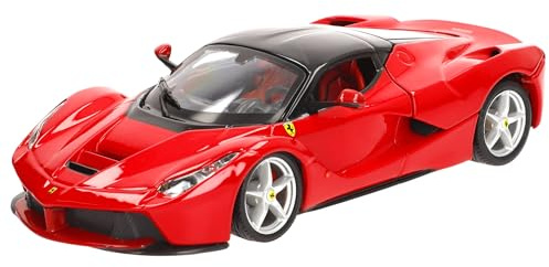 Bburago - Ferrari LaFerrari Rossa, Diecast-bil i skala 1:24, detaljerad replika av italiensk hyperbil, öppningsbar bagagelucka, officiell Ferrari-licens, rekommenderad ålder 3+ år