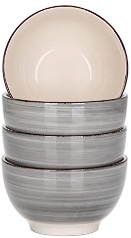 vancasso Müslischalen Steingut, Bella 4 teilig Schalen Set, Füllmenge 720 ml, Müslischüssel, Müsli Schale, Dessertschale, Snackschale, Eisschale, Schüssel, handbemalt